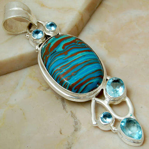 Rainbow calsilica 925 sterling silver pendant