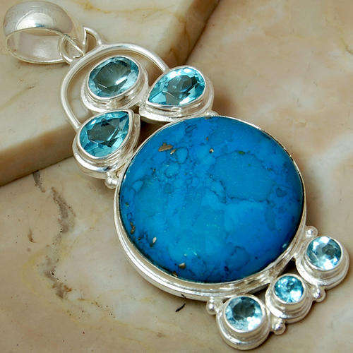 Blue turquoise  925 sterling silver pendent