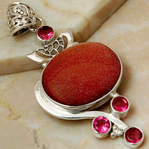 Stunning fancy brown sun star   925 sterling silver pendant