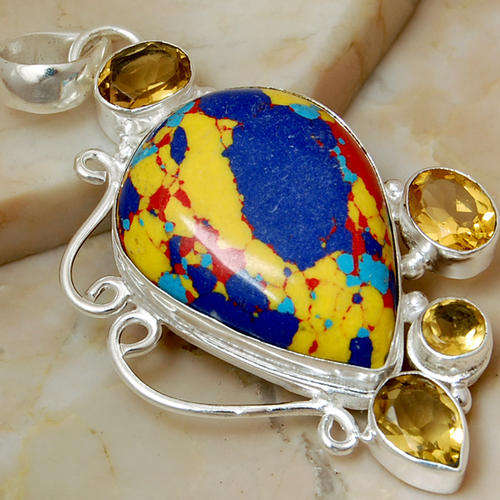 Amazing Mosica Jasper 925 sterling silver pendant