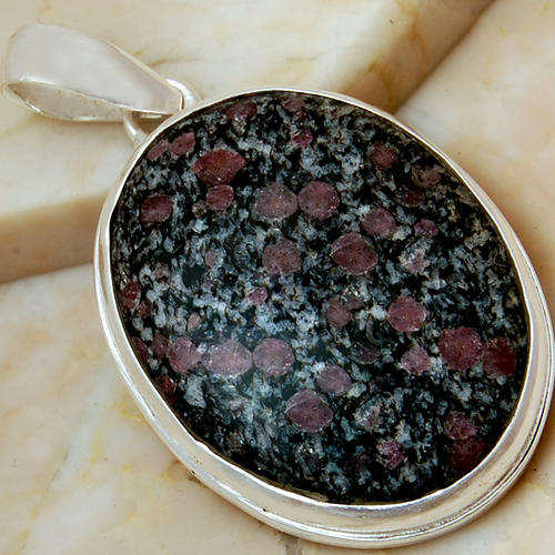 Bold awesome ruby flake 925 sterling silver pendant
