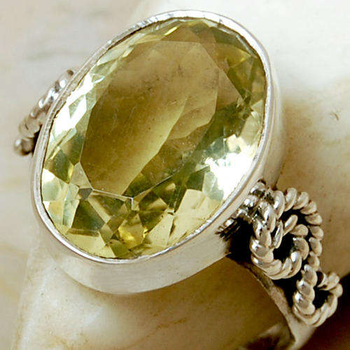 BRILLIANT CITRINE 925 SILVER RING s " 6.5 "