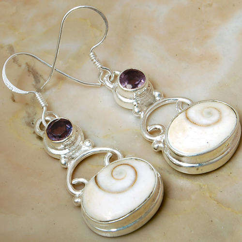 AMAZING SHIVA EYE  & AMETHYST 925 SILVER EARRINGS JEWELRY FREE SHIPPING WHEN ITEM IS OVER R100.00