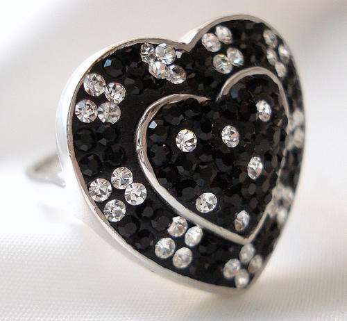 Exquisite swarovski black topaz .925 sterling silver ring size 6