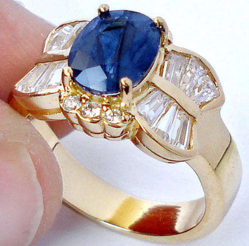 BLUE SAPPHIRE TOPAZ 925 SILVER RING S3851