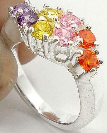 PINK LEMON PURPLE TOPAZ 925 SILVER RING S6.5
