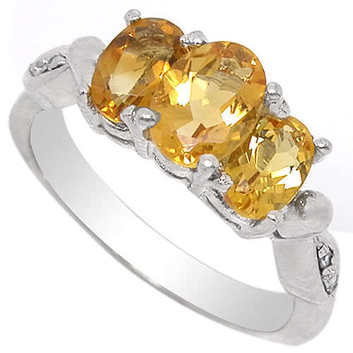 1.60CT GENUINE NATURAL YELLOW CRYSTAL RING 925 SILVER size 7