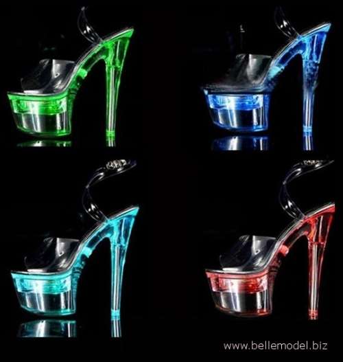 Shoes for exotic girls - heels with LEDs that light up and glow in the dark, size 5/37