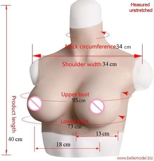 Silicone Breast forms - Seamless vests - backside seamless - nude - G cup