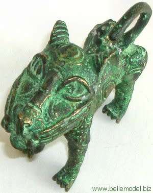 Sculptures - Brass - Benin - Leopard - small