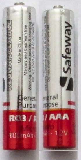 Batteries - rechargeable - AAA - 600mAH - packets of 4