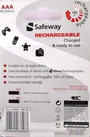 Batteries - rechargeable - AAA - 600mAH - packets of 4