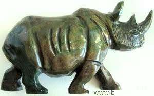 Sculptures - stone - verdite - Rhino - medium