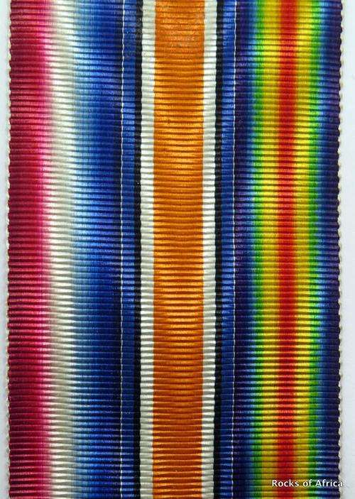 Miniature: WWI 1914-15 Star, British War, Victory (made in one piece) Medal Ribbon 20cm