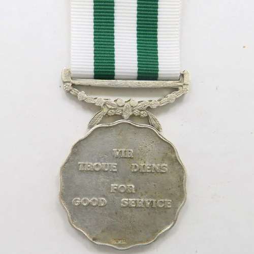 FULL SIZE: South African Defence Force Good Service Medal, Silver. Hallmarked. #13362