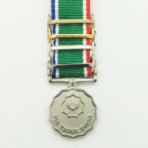 Miniature: South African Vir Troue Diens Medal & 4 bars.