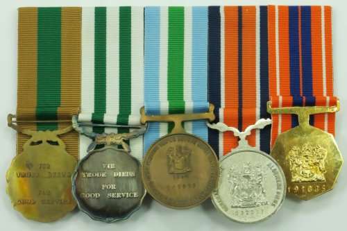 Full Size. Group Of Five Medals. From SA Navy. To: Kdr. Jan Louis Van Gijsen. Named. 70327853