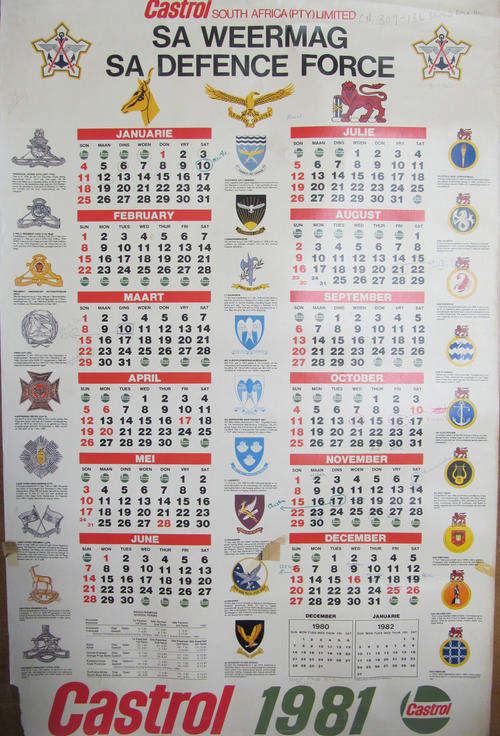 South African Defence Force 1981 Calendar