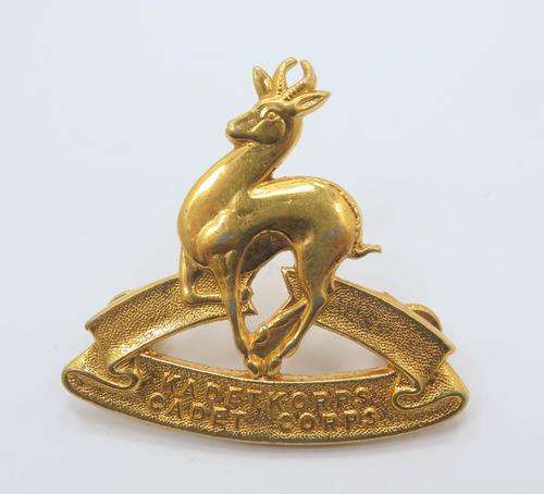 1963 South Africa Gilt Officers Cadet Corps Beret Badge 2 X Screw lugs
