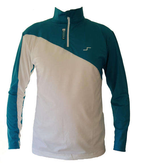 Swinger - Long Sleeve Zip-up Golfer - Blue & White MEDIUM