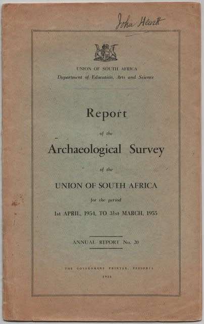B.D. Malan. REPORT OF THE ARCHAEOLOGICAL SURVEY OF THE UNION OF SOUTH AFRICA.