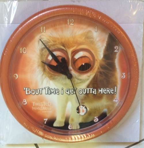 Novelty Cat Clock Twisted Whiskers