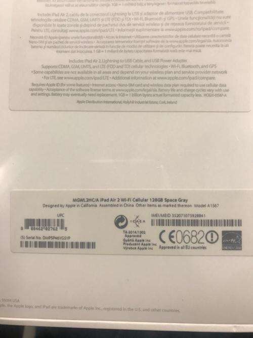 Ipad Air 2 128Gb Space Grey Wifi + Cellular