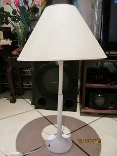 Vintage WHITE ENAMEL METAL LAMP with MATCHING Lampshade