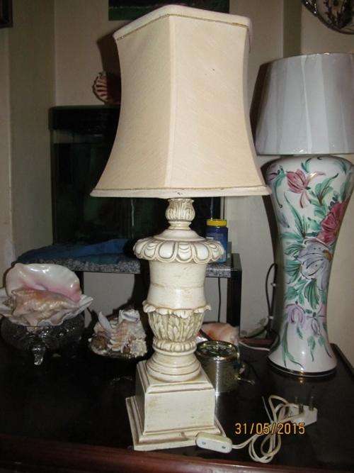 "ROMAN EMPIRE"- LAMP with Antique Linen handmade Shade- UNIQUE ! reduced start bid