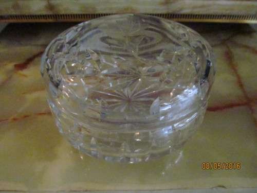 LEAD CRYSTAL!! ROSE CUT POWDER BOWL with LID