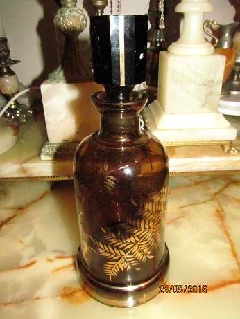 ONE OF A KIND!!  Gold hued Decanter with Fern Motif - BEAUTIFUL!!