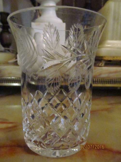 ROSE_CUT !! Lead Crystal Vase/Glass !!