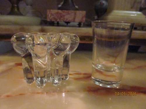 ODD PAIR!! Shot Glass + Molded Glass Dish/Bowl - Both New