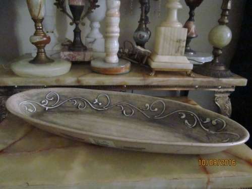 ART DECO WONKI WARE!! "Romantic Medium Boat" by POETRY - Large Platter Art Deco Raised Relief