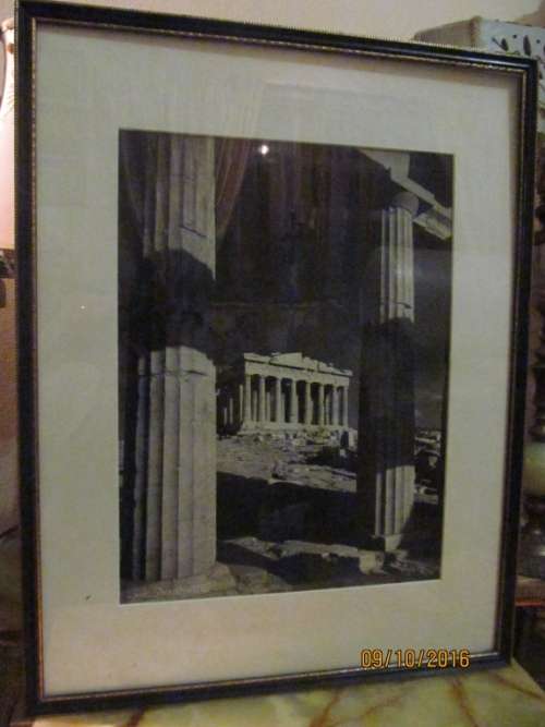 NIC STOURNARAS!! Framed Vintage Large B & W Photograph of the Parthenon - Signed