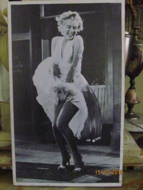 SEVEN YEAR ITCH!! Black and White Poster Marilyn Monroe on Solid Wood Frame - Collectable