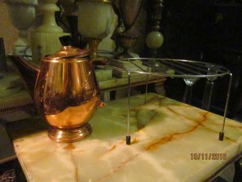 ODDS & ENDS!! Lot of Two Vintage Items - Solid Copper Tea Pot and Metal Pot/Dish Stand