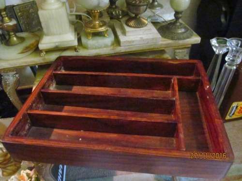 RUSTIC STORAGE!! Solid Wood Storage Rack/Tray for Cutlery - 5 Compartments