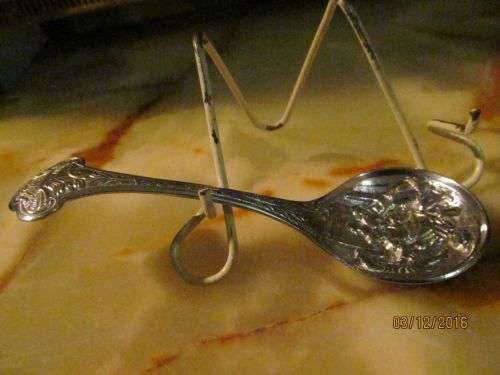 DUTCH BERRIES!! Ornate Vintage Dutch Berry Spoon - Raised Figures on Bowl and Handle Top