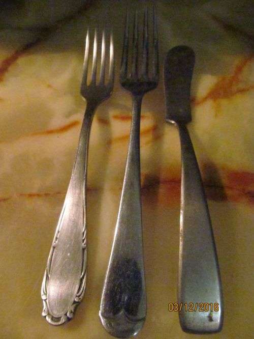 CHATEAU, CURVA !! Lot of 3 Vintage Cutlery Items - Two Dinner Forks and One Butter Knife