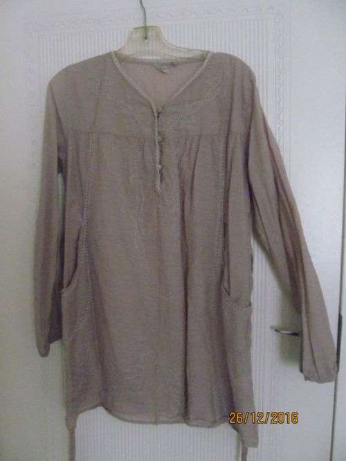 BOHO TUNIC !! Truworths Embroidered Tunic Size 42 - 100% Cotton (Taupe Color)
