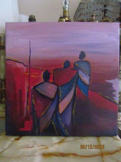 REX BUTAMA #2 OF 3 !! Oil on Canvas by Internationally Renowned Artist - Masai Warriors Triptych