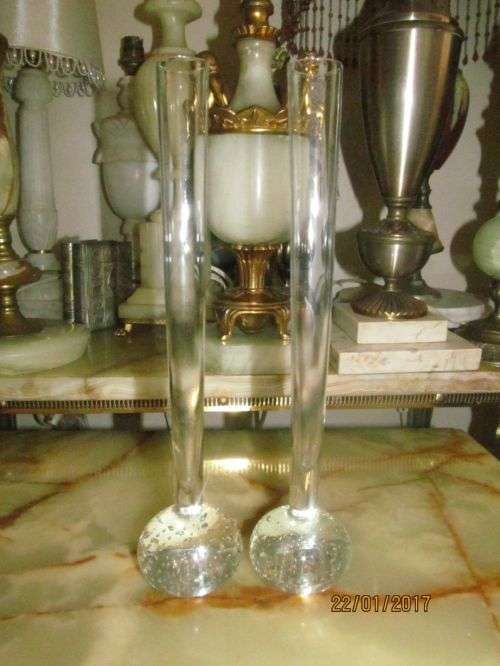 THE BUD CONTROL !! Pair of Glass Vases with Controlled Bubble design - Possibly Murano