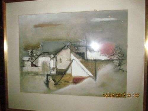 MODERN ABSTRACT !! Framed Modern Abstract - Mixed Media Painting - signed