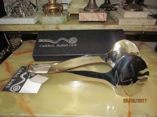 CaRRoL BoYeS !! 18/8 Pair of Stainless Steel Salad Tongs - New in Plastic and Boxed