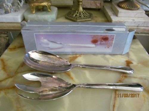 CHATEAU SILVER !! Pair of Boxed Vintage Silver Plated Salad Servers - Fork & Spoon