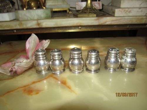 THREE BY TWO !! Lot of Three Vintage/Antique Cruet Sets - Salt and Pepper - Six Items