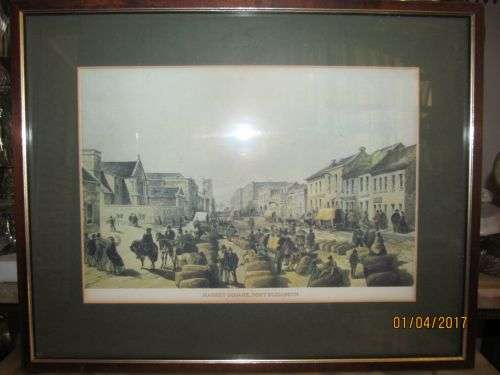 MARKET SQUARE PE !! Framed Antique Lithographic Print - Thomas W.Bowler (R1500 - R2000)