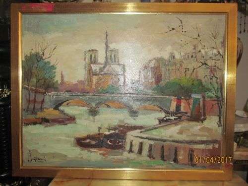 IMPRESSIONISM !! Vintage Framed Oil On Board - Landscape Art - Paris Outskirts - Signed