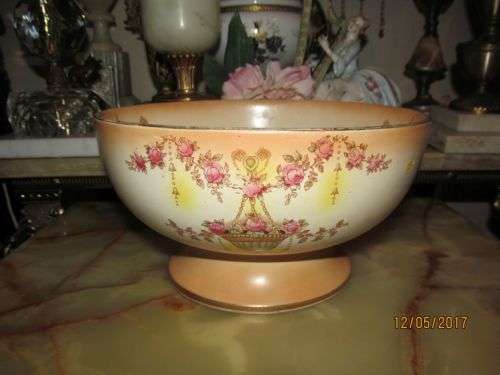 CROWN DEVON'S ETNA !! Antique (1911) Devon Ware Fruit / Display Bowl with Pedestal Stand - VERY RARE